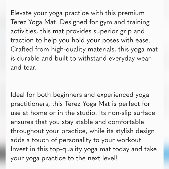 Terez Fitness Yoga Mat 5mm Thick Non-Slip MSRP $100.00 NEW - Picture 3 of 7